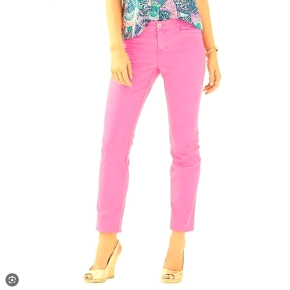Lilly Pulitzer Pink Patterned Pants Size 10 - Picture 2 of 7